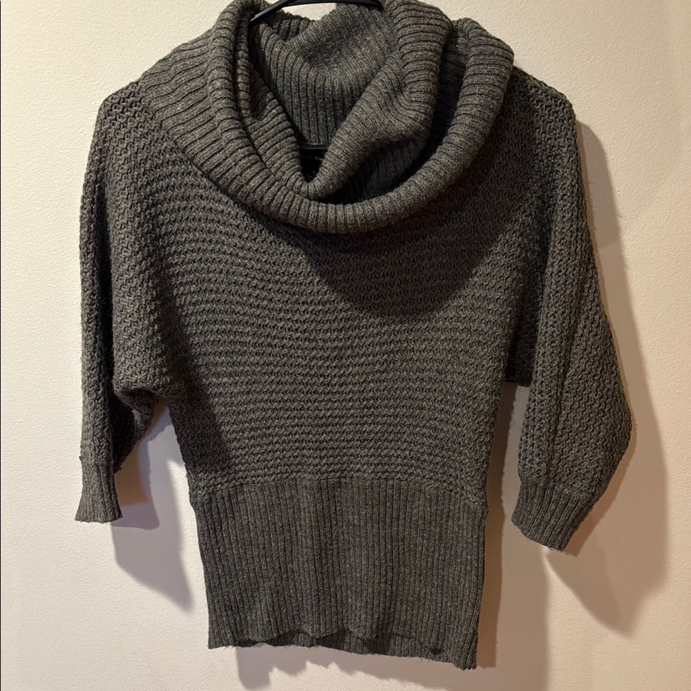 Women’s Cozy Gray Cowl Neck quarter sleeve Sweater